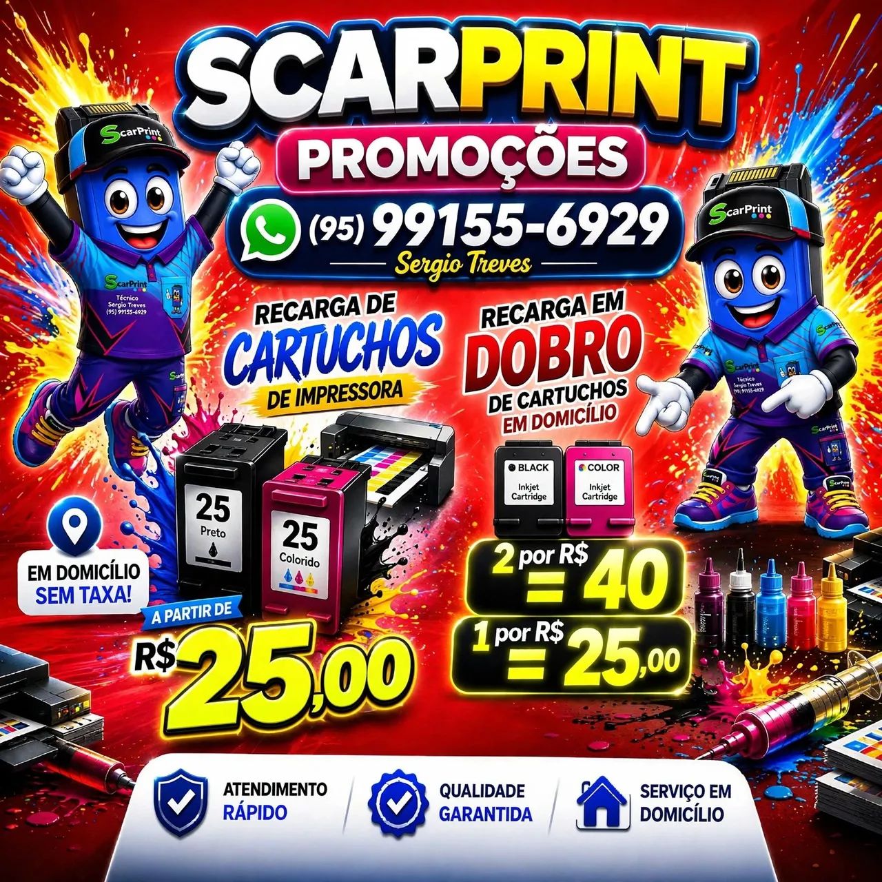 Scarprint promoção em dobro em domicílio sem taxa de deslocamento 