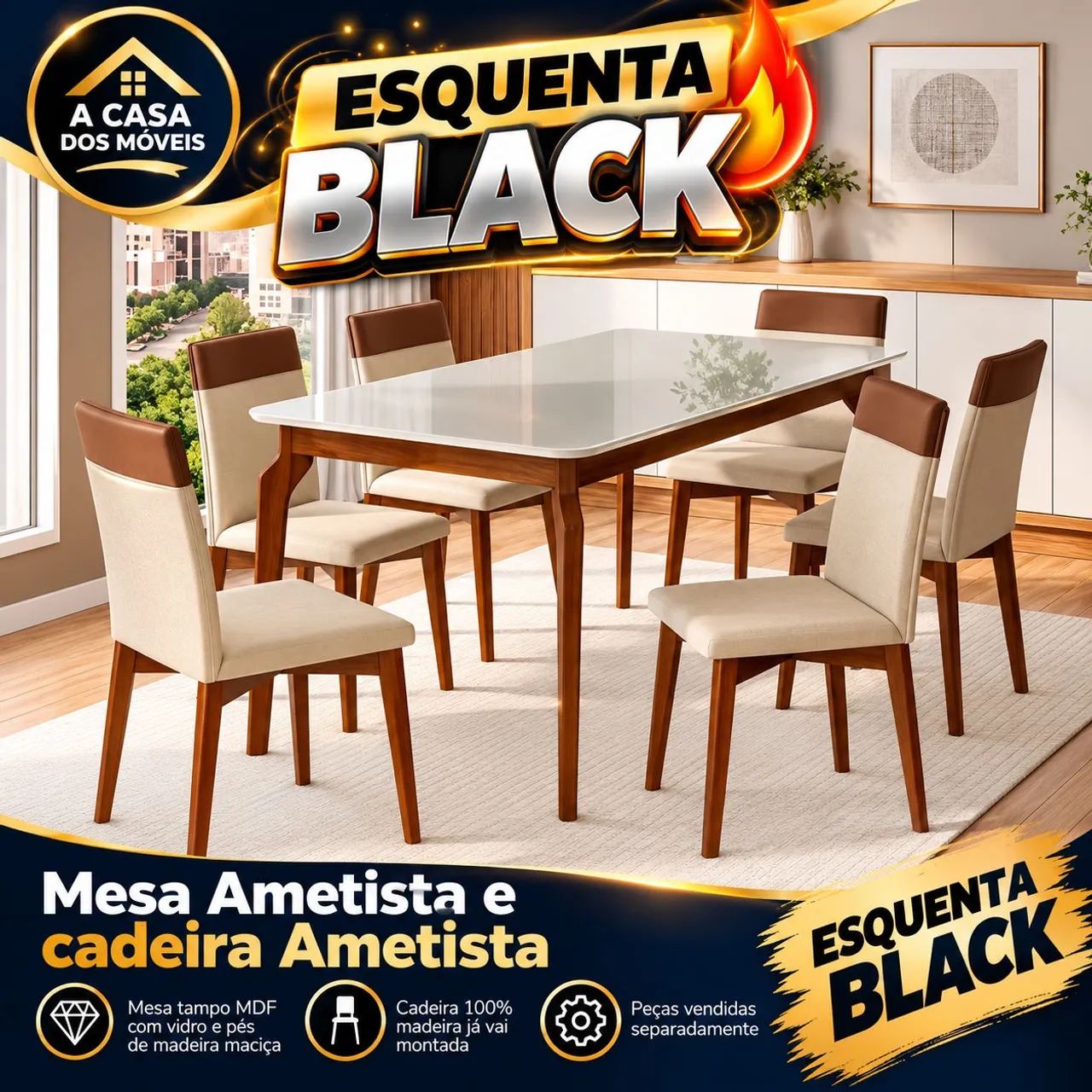 Mesa de jantar Ametista 