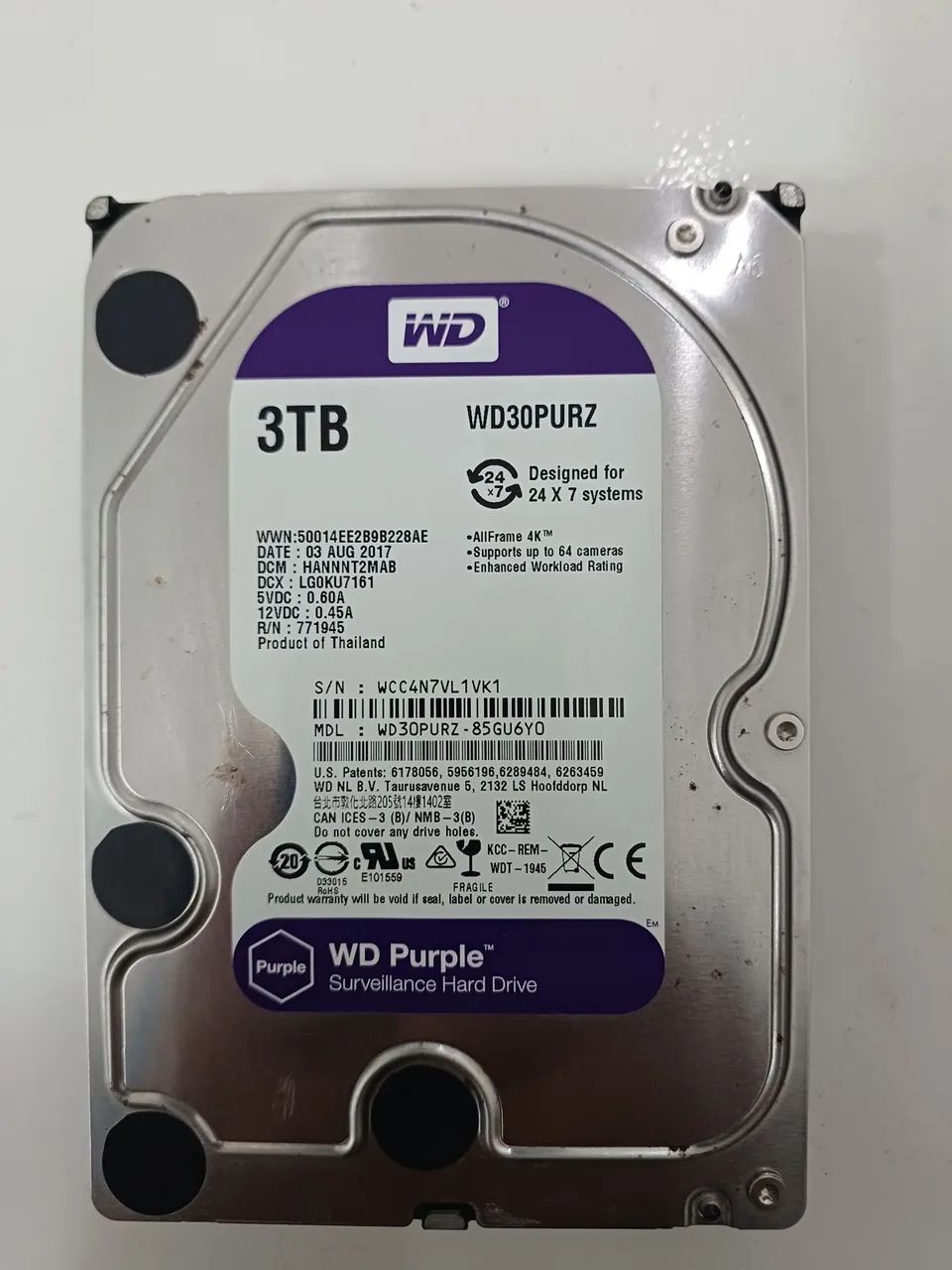 Hd wd Purple 3tb cftv dvr nvr cpu 
