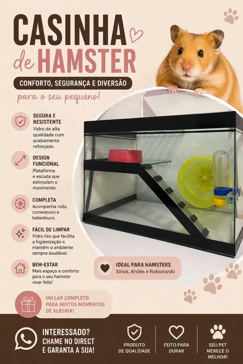 VENDO CASINHA PARA HAMSTER COMPLETA - PRONTA PARA USO! ?