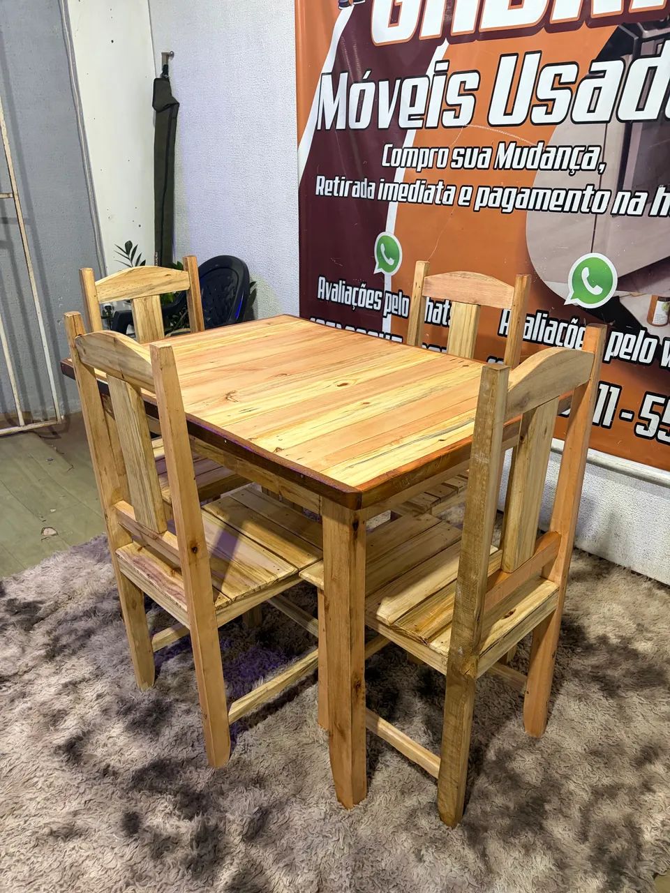 Mesa madeira 4 cadeiras ótimas ( entrego ) - Foto 5