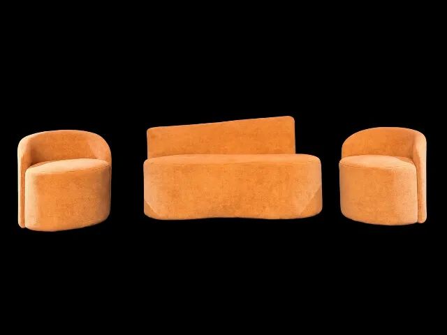 sofa organico com duas poltronas