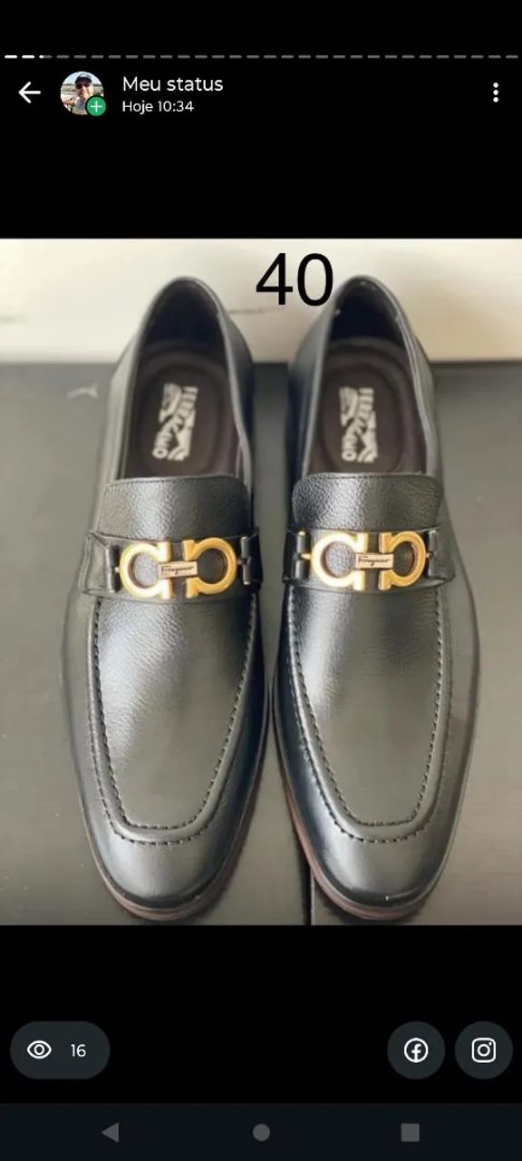 Sapato Ferragamo  fivela dourada 40