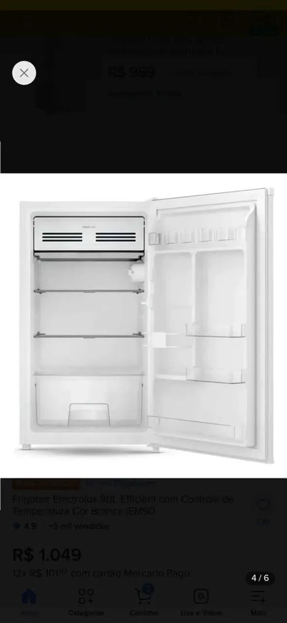 Frigobar Electrolux NOVO 90L COM NF