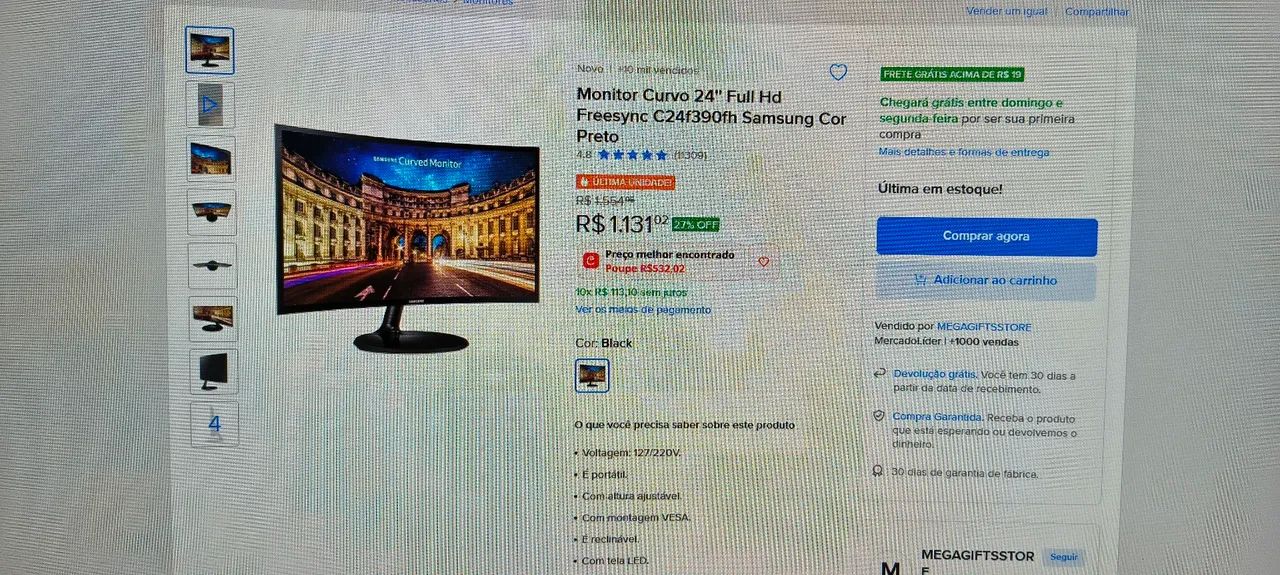 Monitor Samsung 24 polegadas curvo - Foto 5