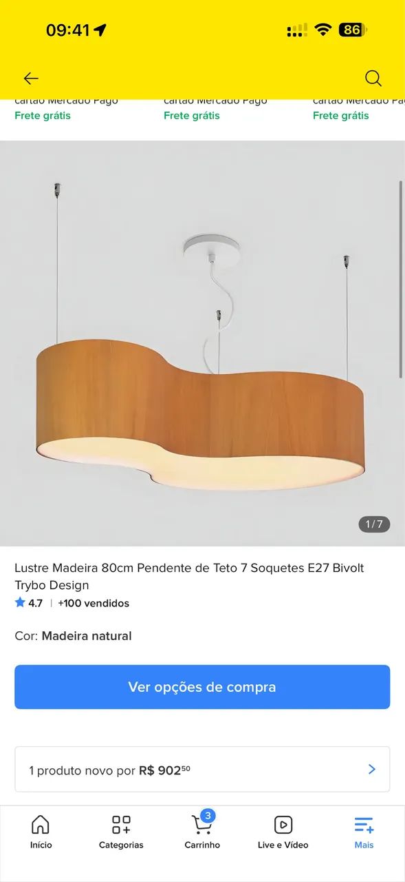 Lustre pendente 80cm