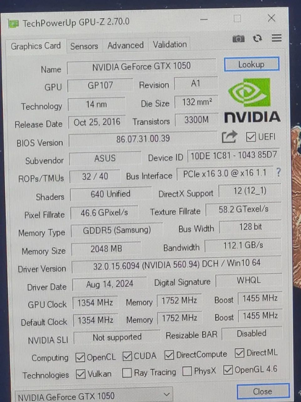 Placa de video GTX 1050 2GB Asus Branca - Foto 2