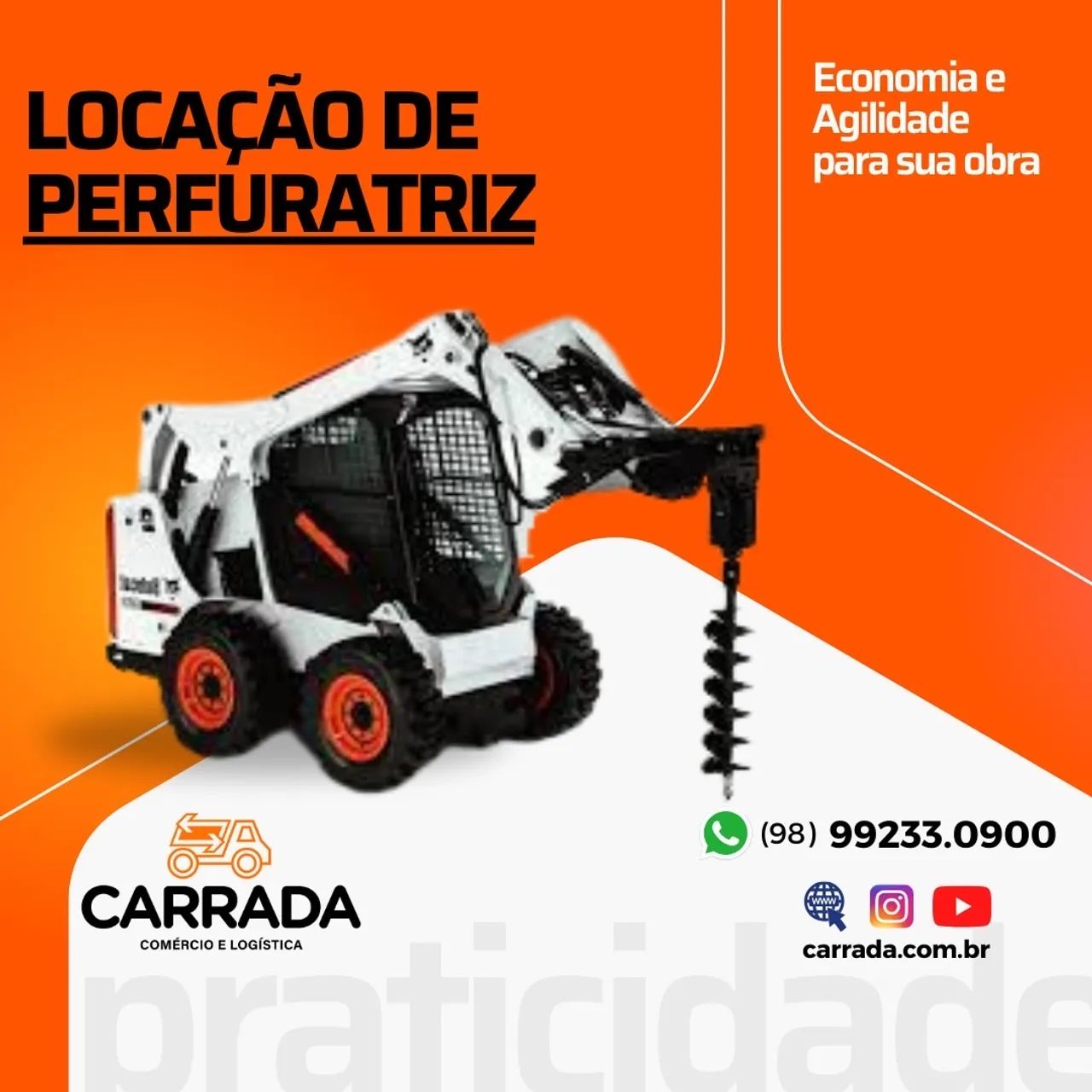 Locação BobCat com implemento Perfuratriz até 6 metros - Foto 2