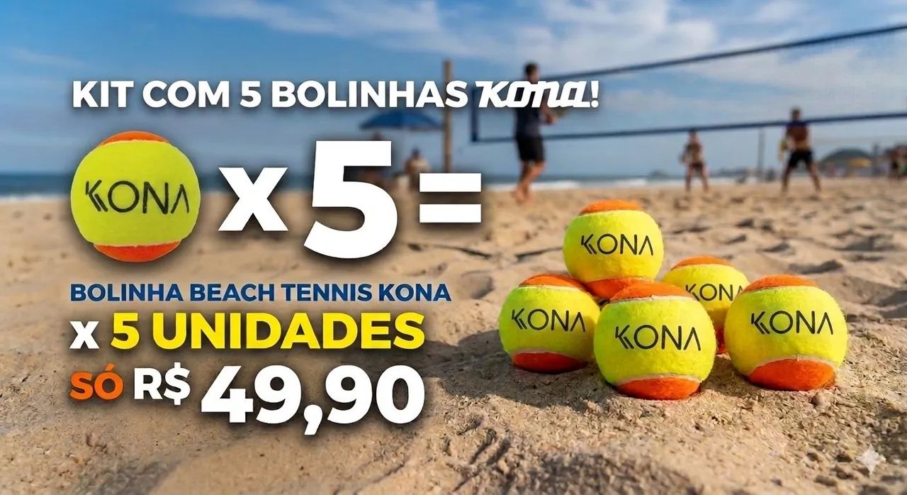 Kit c/ 5 bolas Beach Tennis da Kona