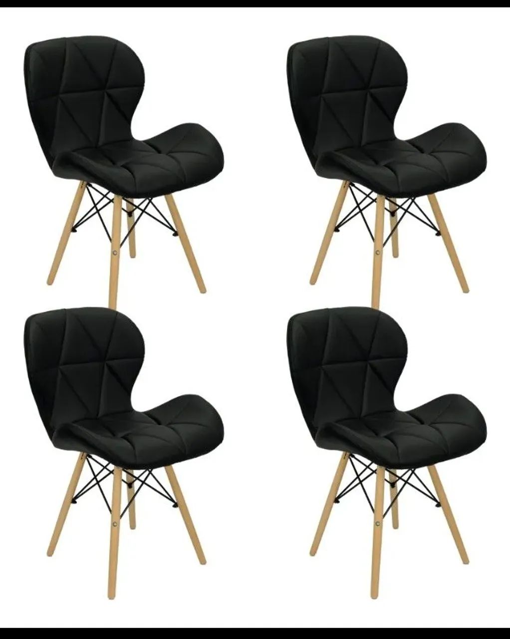 Kit 4 Cadeiras de jantar Charles Eames Eiffel estofada slim