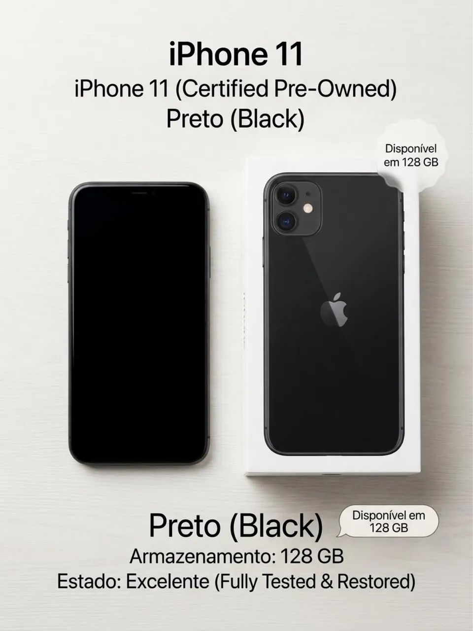 Apple iPhone 11 (128 GB) - Preto - usado