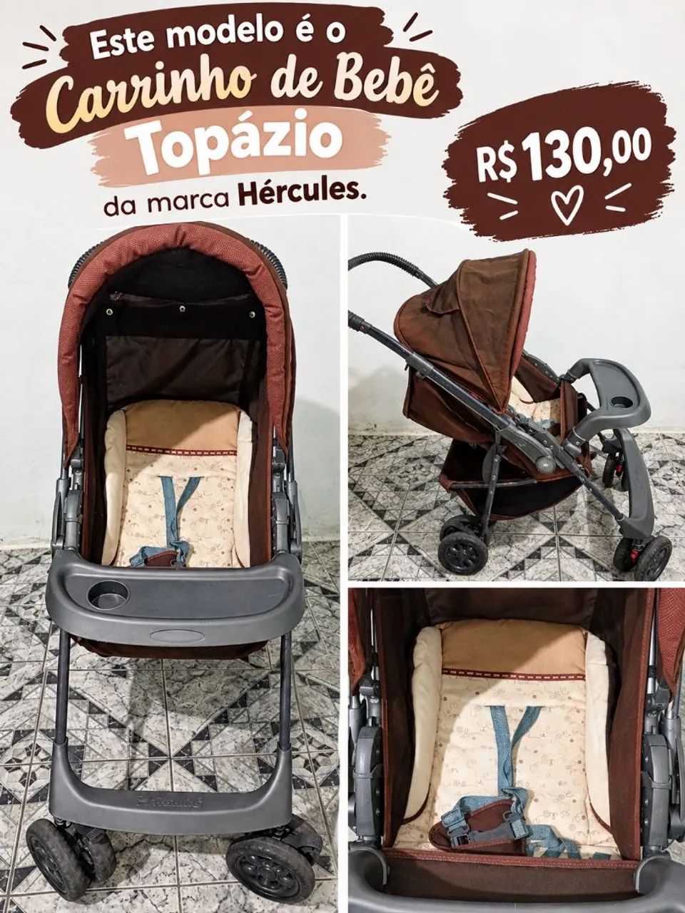 Carrinho de bebê topázio, marca Hércules 