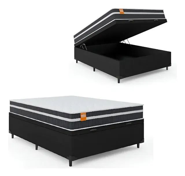 Cama Box Baú Casal Colchão
