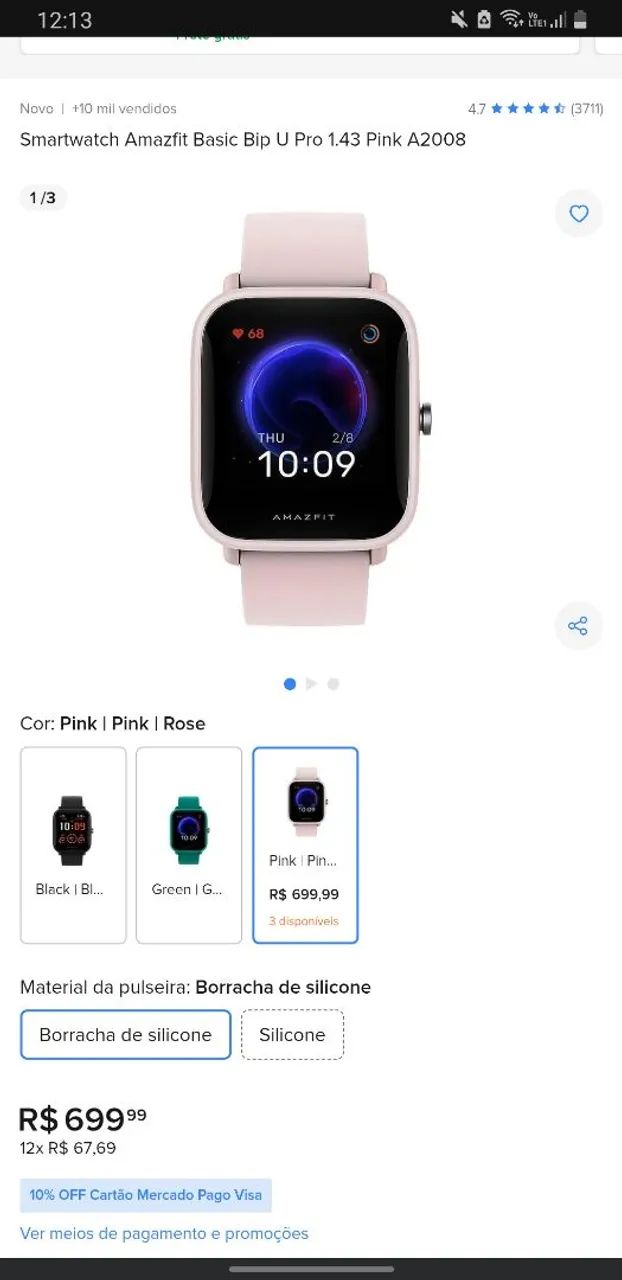 Smartwatch Amazfit Basic Bip U Pro Pink - Foto 5