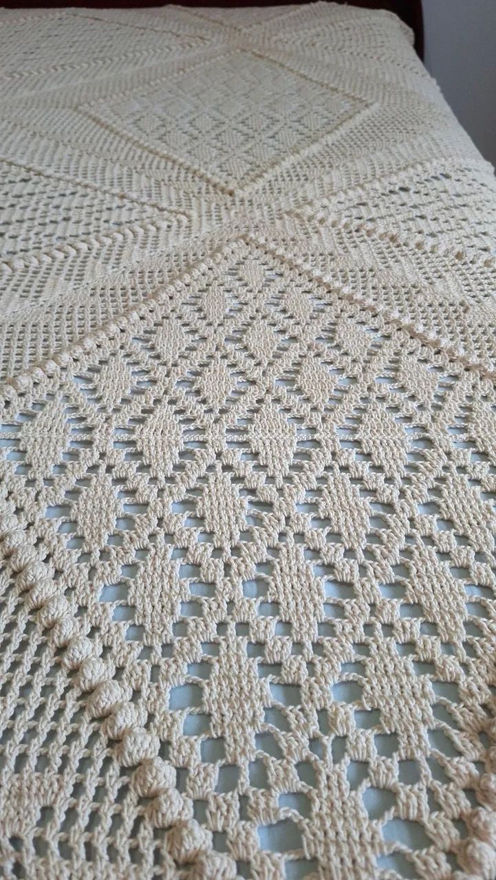 Colcha de Croche,  feita a mão, arte, peça unica, obra de arte - Foto 5