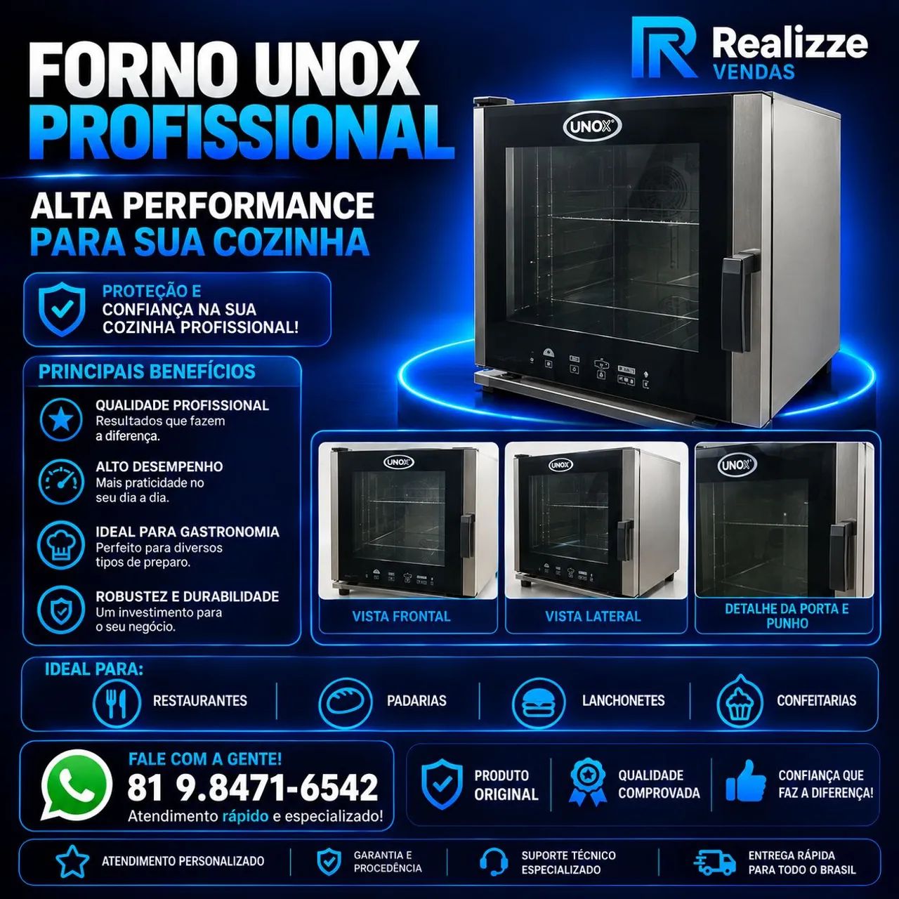 Forno combinado Unox Chef Mind com bancada grátis