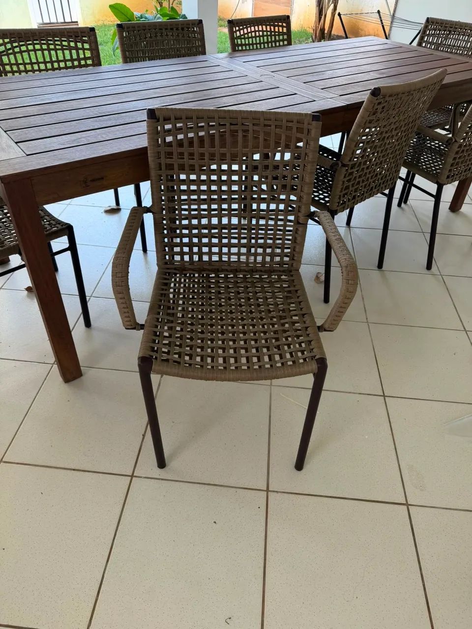 Mesa de madeira e cadeiras com corda náutica  - Foto 4