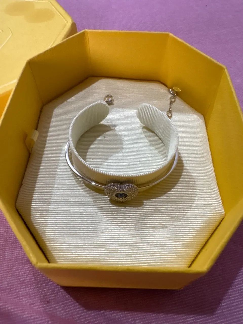 Pulseira Swarovski Hyperbola Coração Azul com Cristais - Original - Foto 3