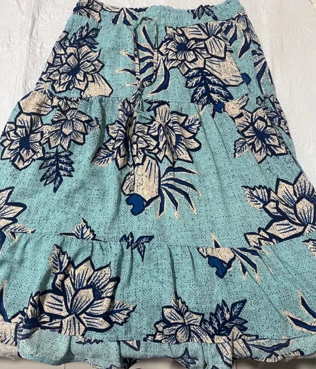 Saia la steve floral azul-turquesa 