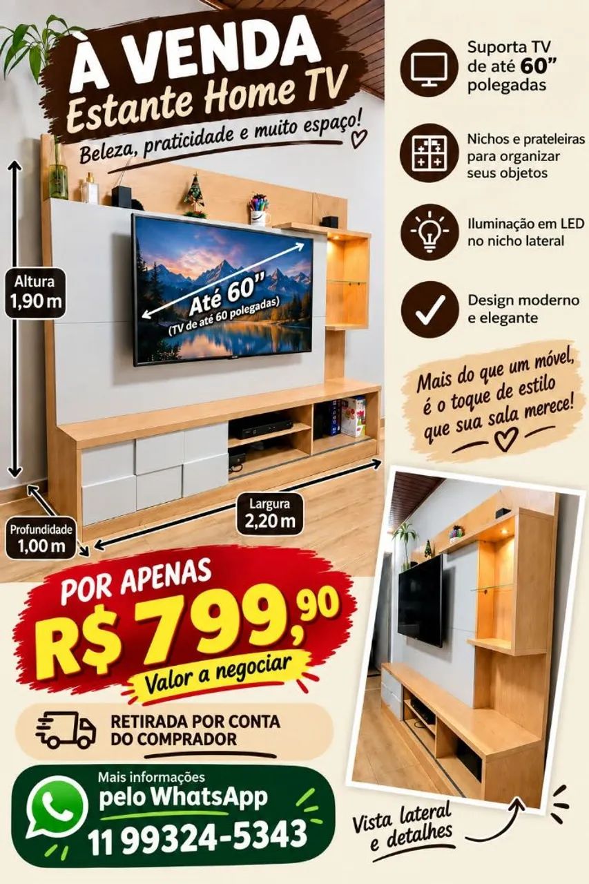 Estante rack com painel