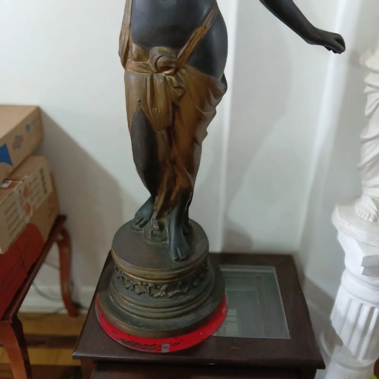 Luminária Tocheiro Antiga Em Bronze Legítimo 1,40m Art Nouveau - Foto 4