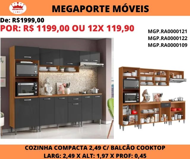 Cozinha Compacta 2,49 com 2 Balcões com Tampo - Foto 2