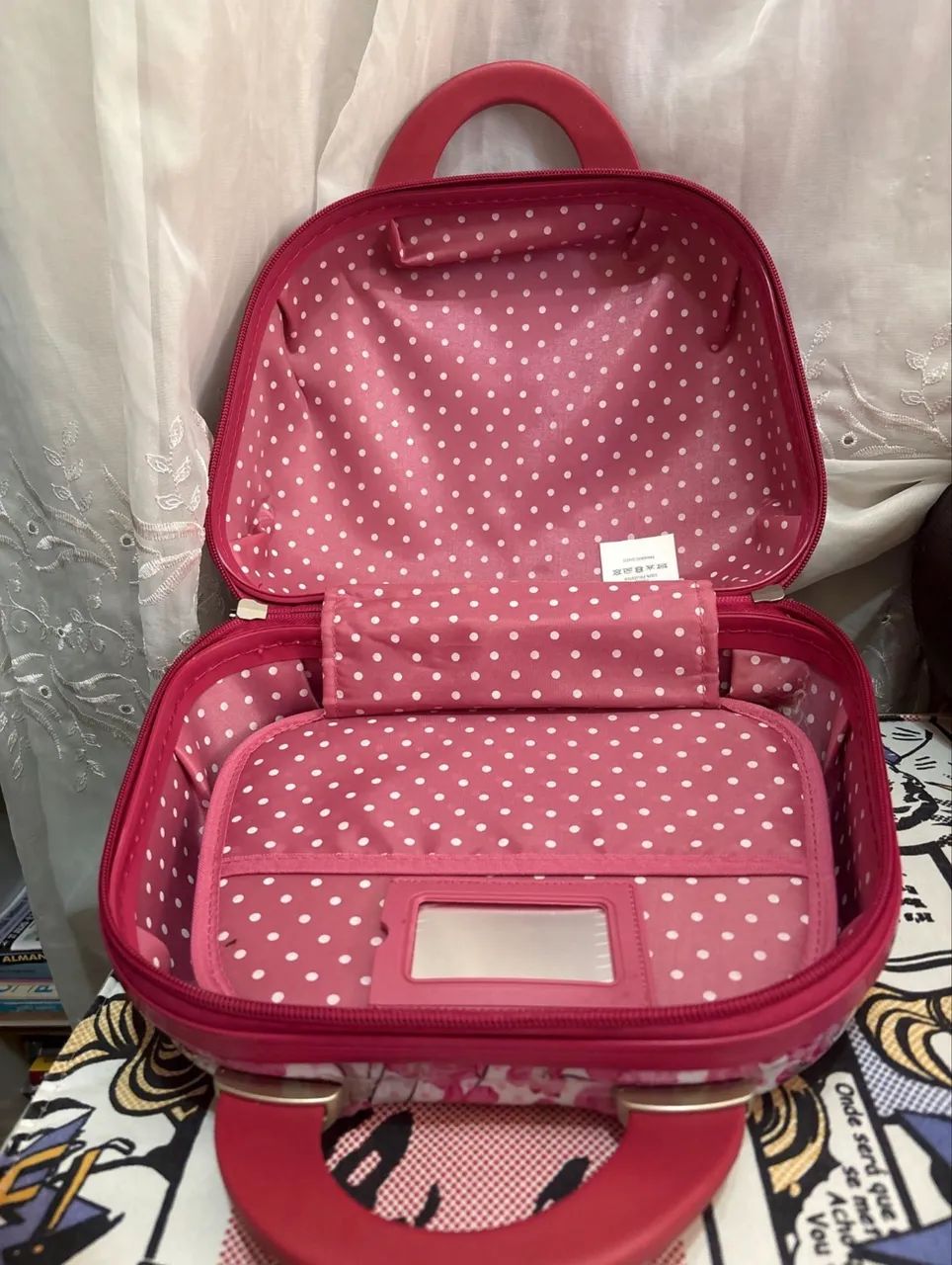 bolsa de mão sestini estampada rosa - Foto 3