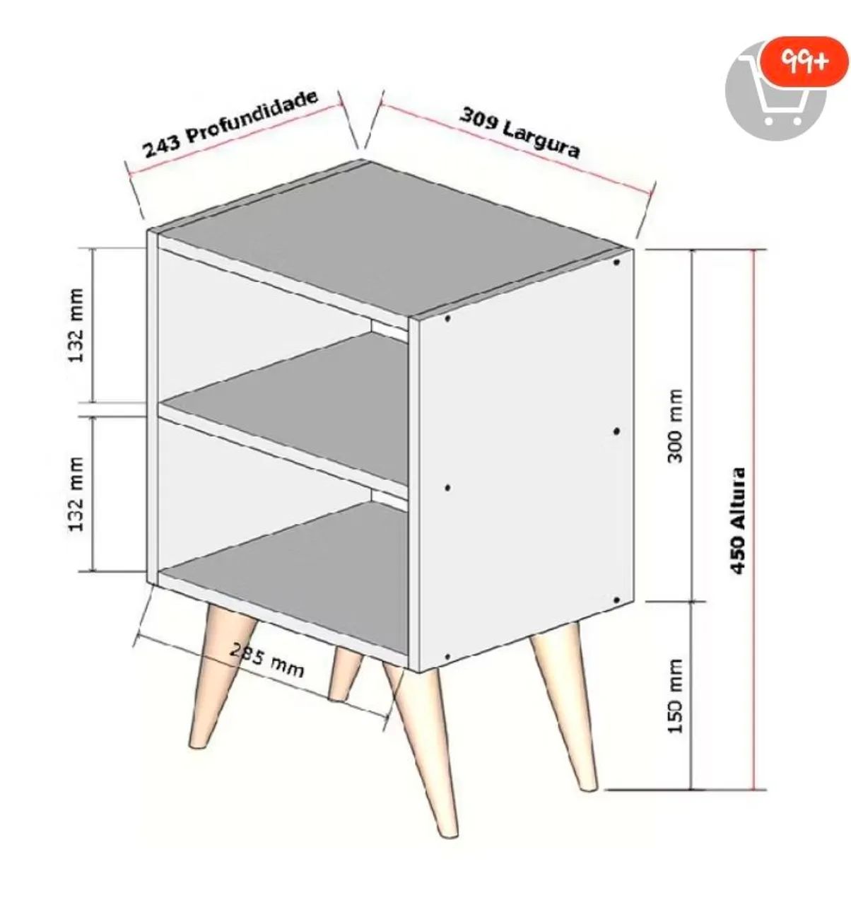 Mesa Cabeceira Estilo Retrô - Nova - Foto 3