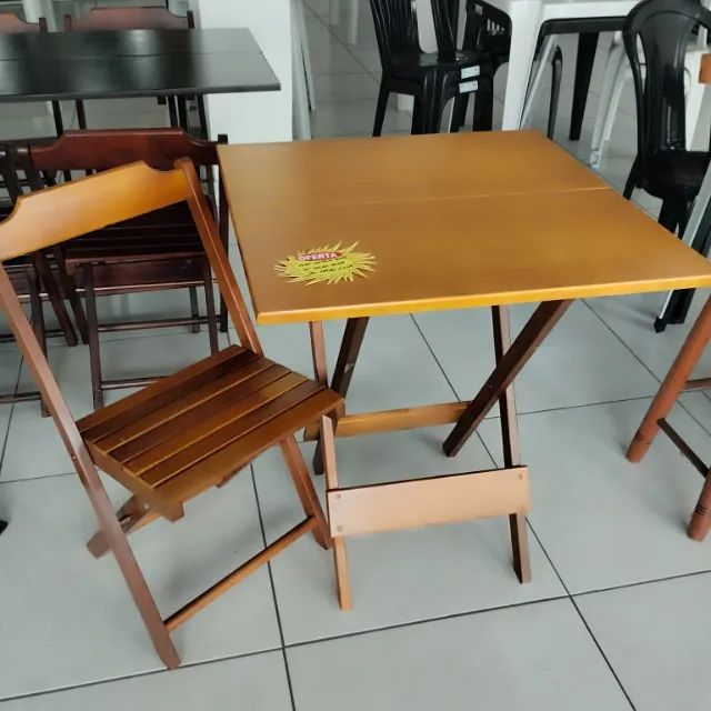 jogo de mesa de madeira dobraveis 70x70 - Foto 3