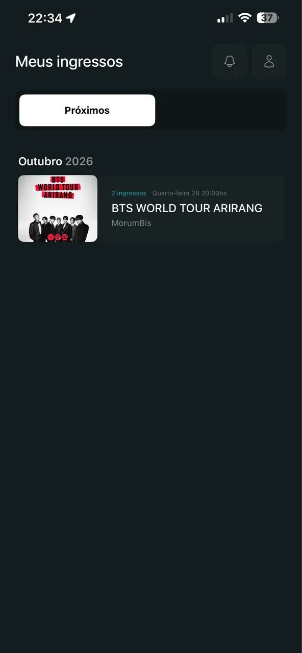Vendo 1ngress9 BTS 2026 meia