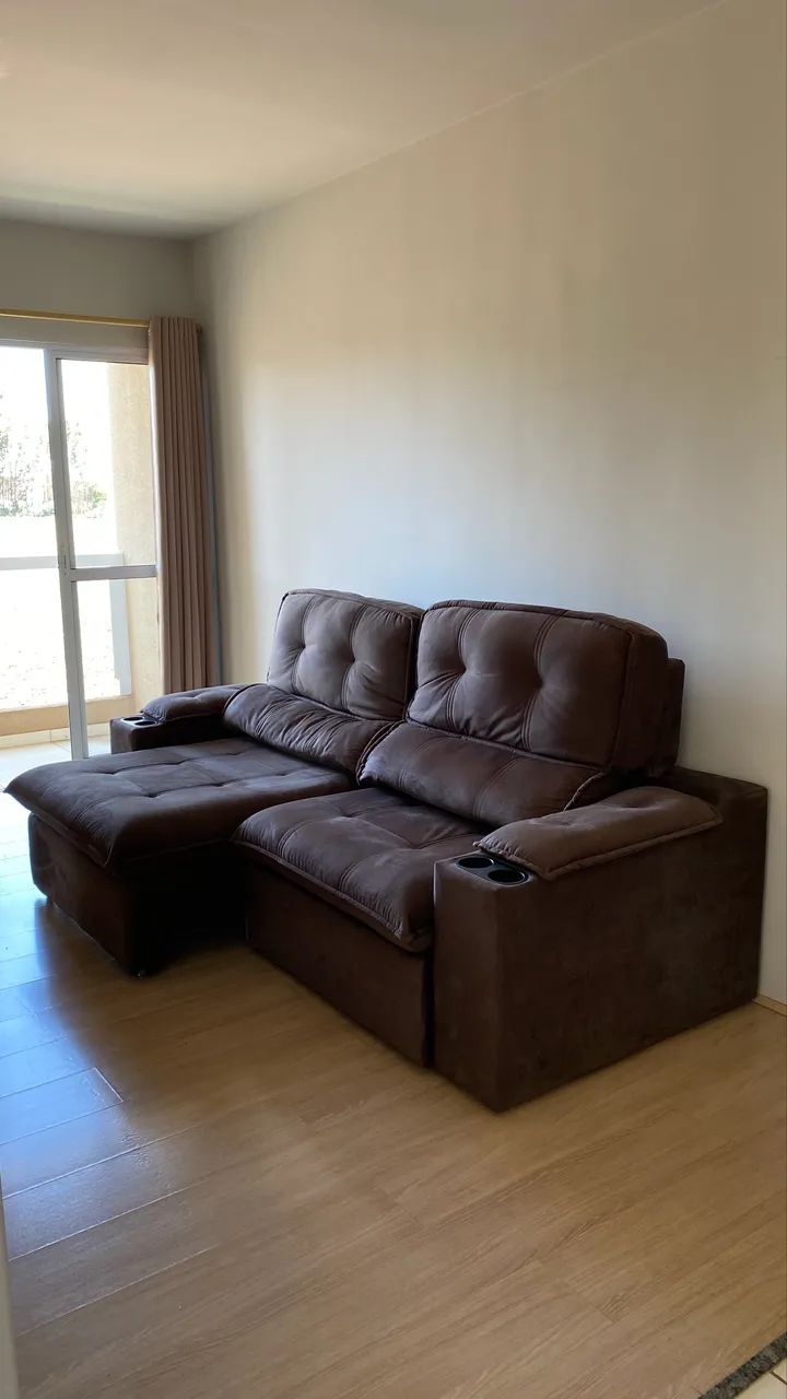 Sofá 4 Lugares Retrátil Slin Marron Semi-novo - Foto 2