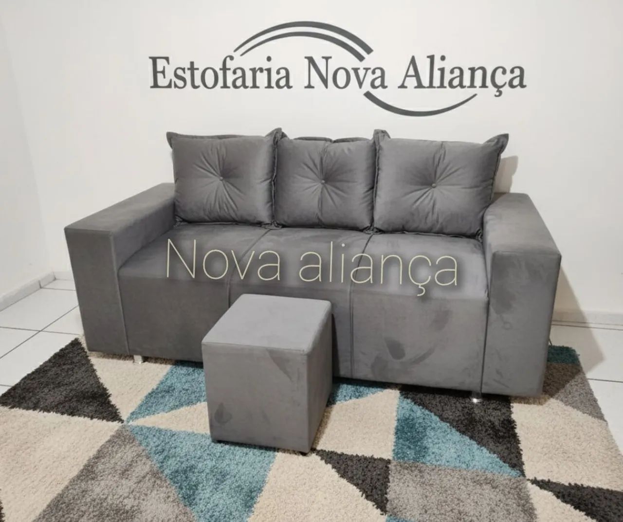 Sofá 3 lugares + PUFF DE BRINDE com entrega grátis em todas Manaus  - Foto 4