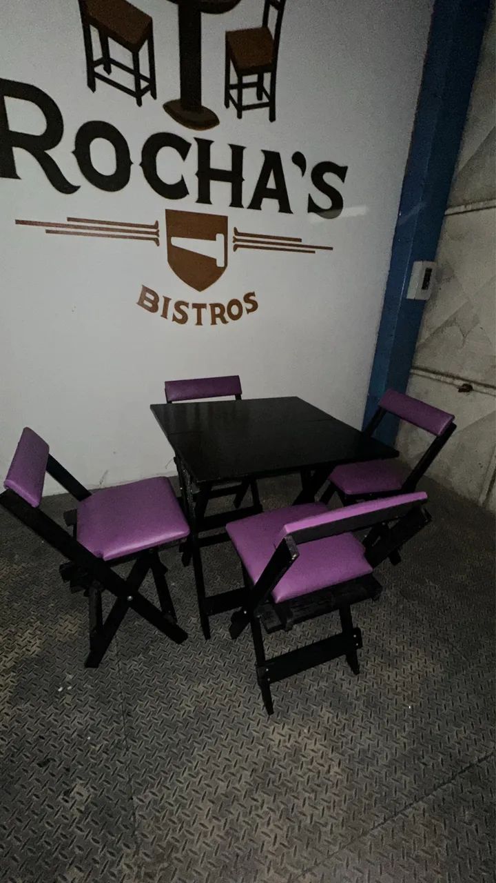 Kit mesa + 4 cadeiras estofadas dobráveis  - Foto 5