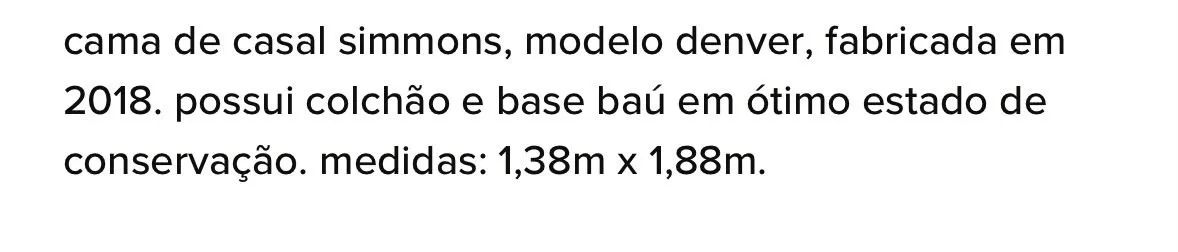 Cama de casal Simmons, modelo denver, fabricada em 2018. Base baú em ótimo estado! - Foto 2