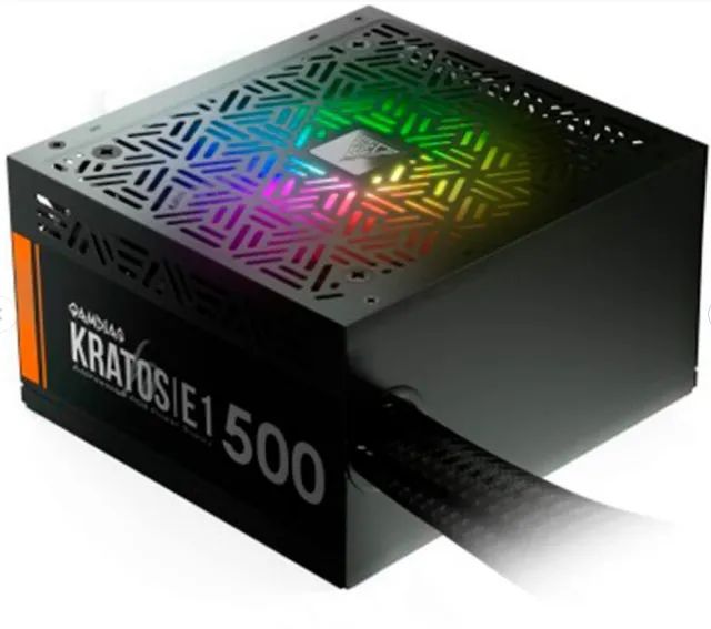 Fonte GAMDIAS Kratos E1, 500W, 110/220V Chaveada, LED RGB, Sem Cabo - Foto 2