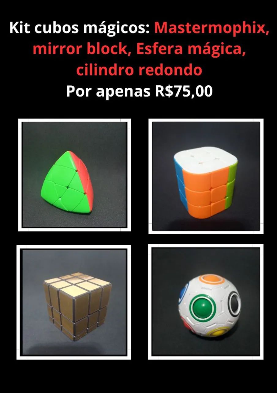 Kit de Cubos Mágicos Mastermophix, Mirror Block, Esfera Mágica e Cilindro arrendondado