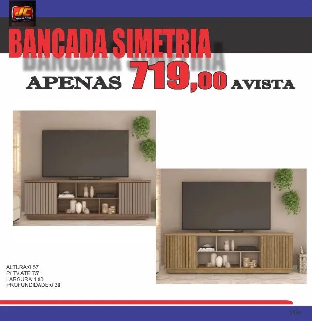 SYMMETRY TV STAND WITH STRIPED DESIGN