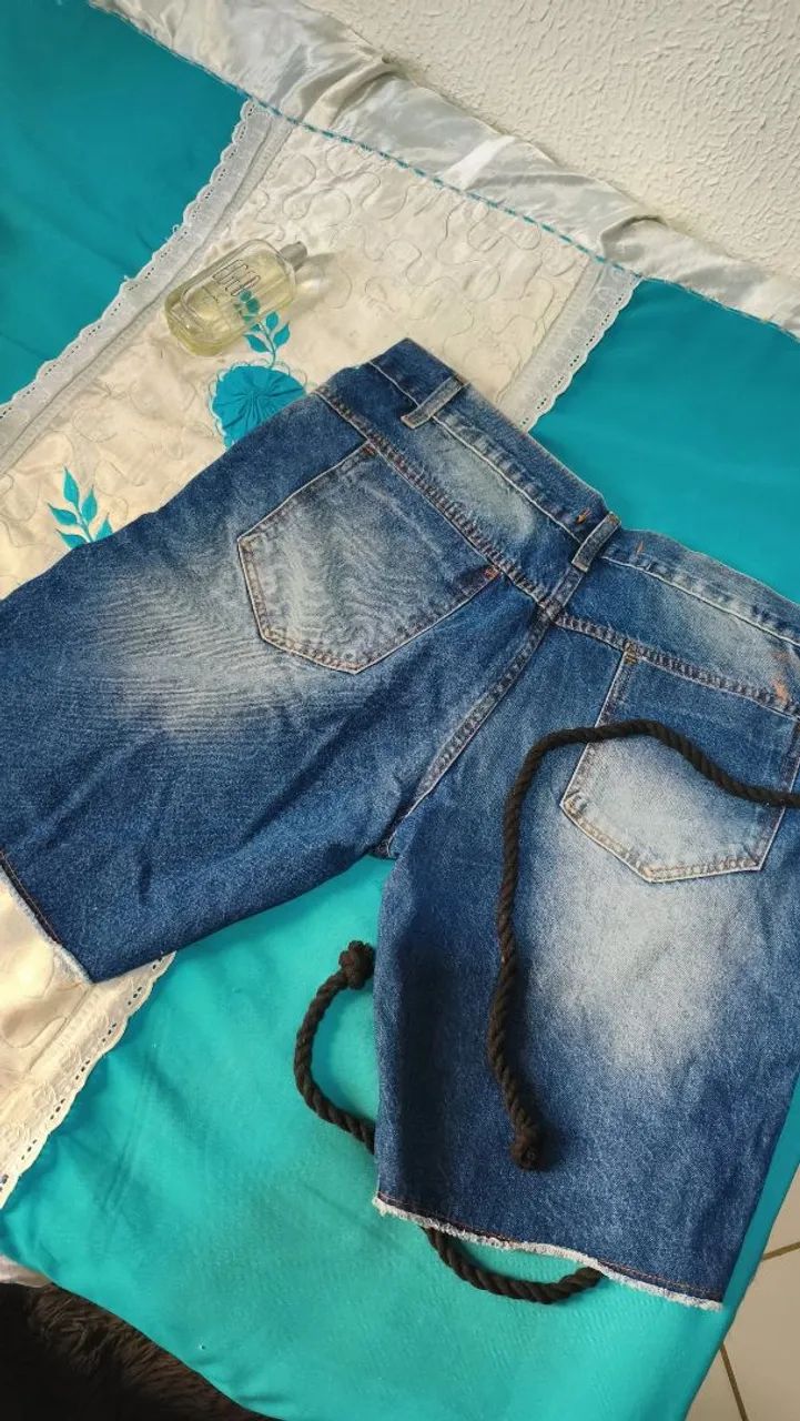 Bermuda jeans com cordão nova - Foto 2