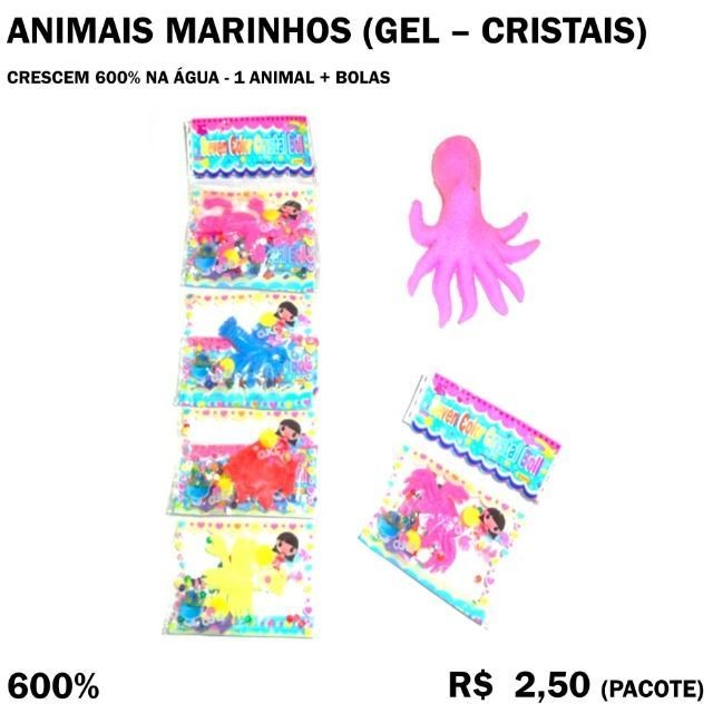 Animais Marinhos em Gel - Cresce 600% na Água