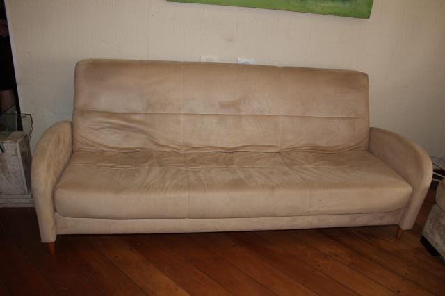 Sofá Cama em Tecido Bege 83cm x 206cm x 73cm