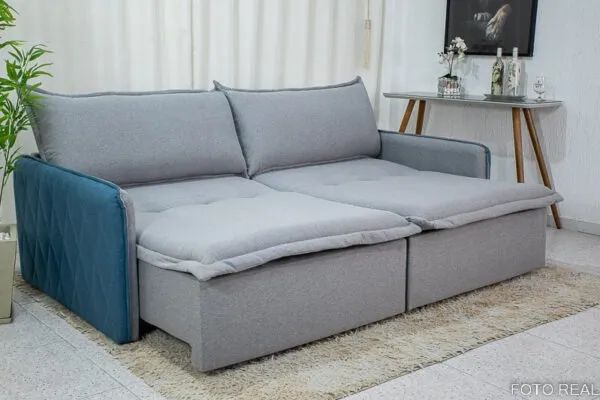 Sofá Retrátil e Sofá Cama 2.20m Blog Linho RF - Foto 5