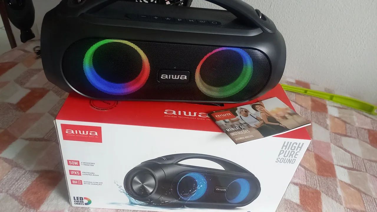 Caixa de Som Bluetooth Aiwa 50W com LED