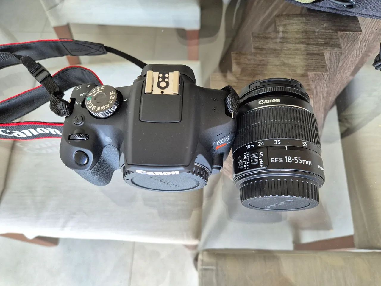 Câmera Canon T7 EOS Rebel Nova, Lente 18-55, Mochila, Tripé, Cartão 256MB e Impressora Z - Foto 3