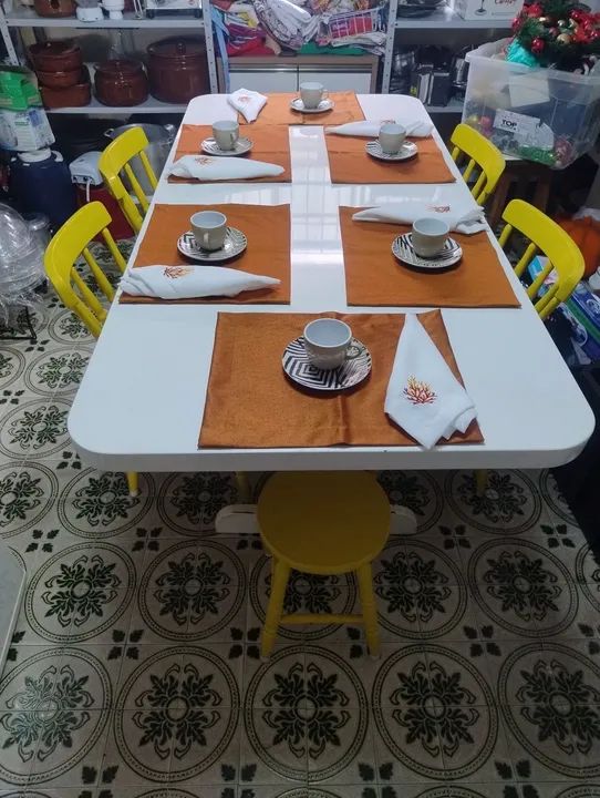 Mesa de Jantar Madeira Laqueada Branca