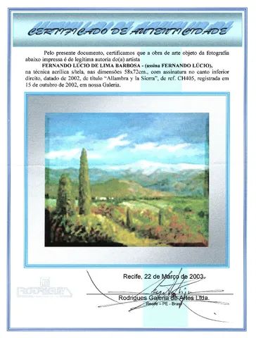 Acrílica sobre tela pintor Fernando Lúcio (Pernambuco) Allambra Andaluzia 58x72 cm - Foto 6