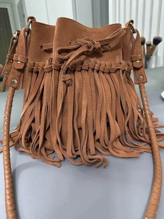 Bolsa de mão de franja em camurça Anacapri