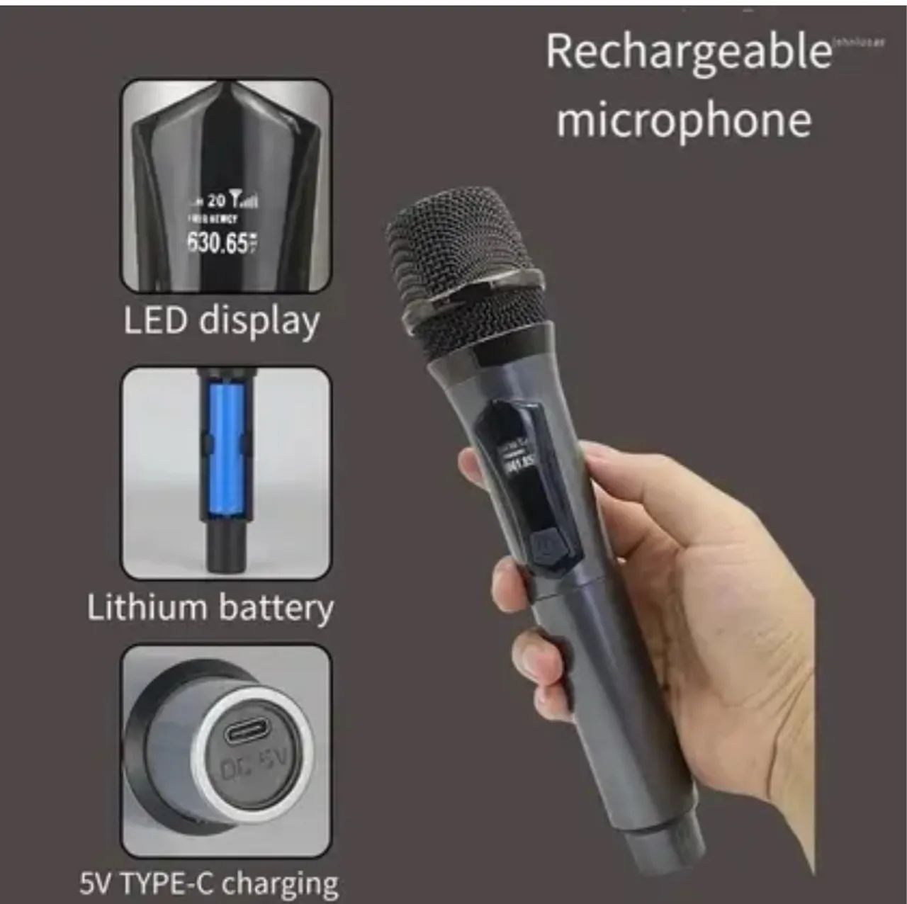Microfone Dinamico Sem Fio Duplo Bateria Recarregáve Karaoke- Fazemos Entregas  - Foto 2