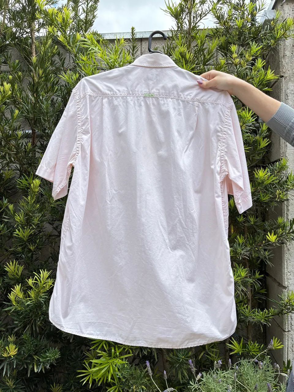 Camisa rosa claro masculina marca Base  - Foto 3