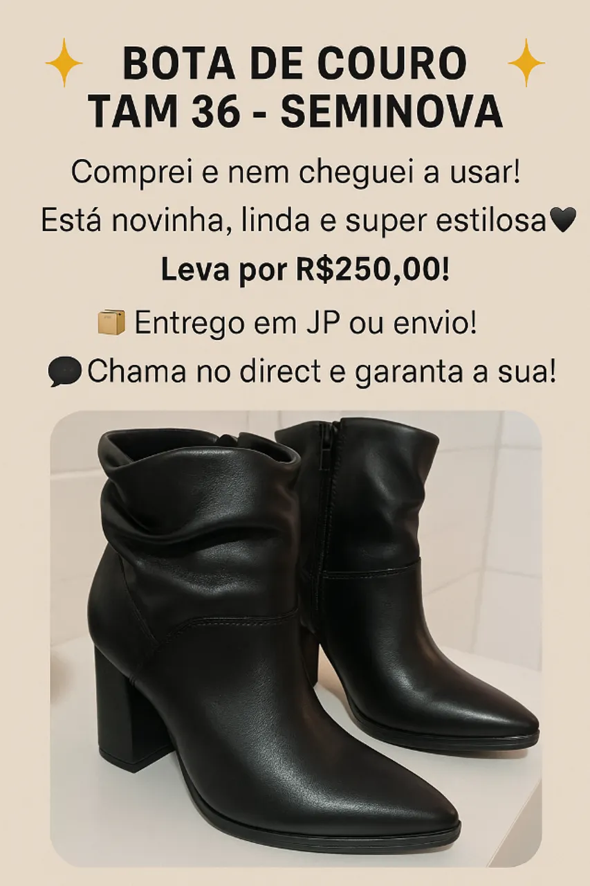 Bota de couro nova de São João feminina tamanho 36