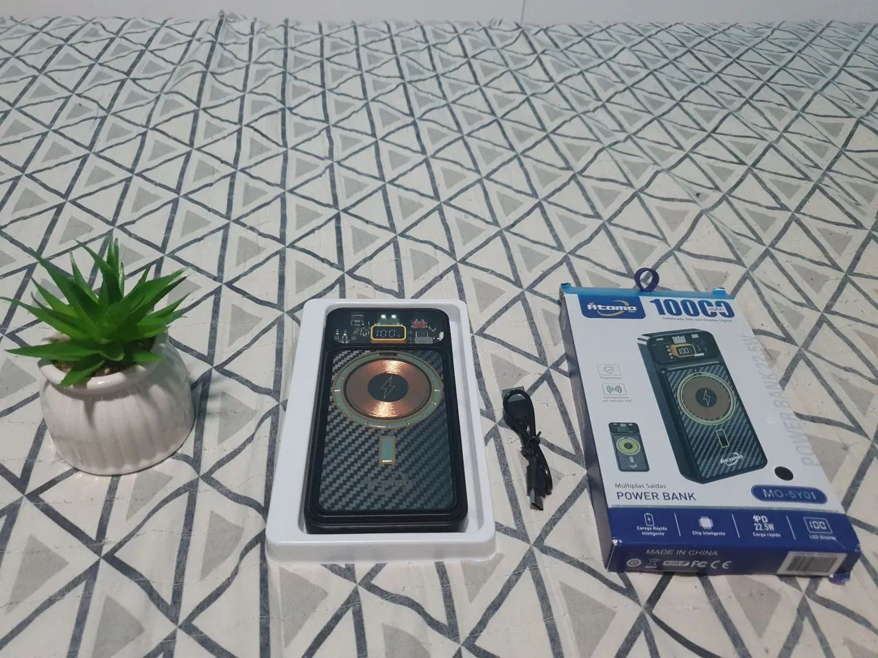 Carregador Portátil Fitama 10000mAh - Carregamento por Indução - Foto 3